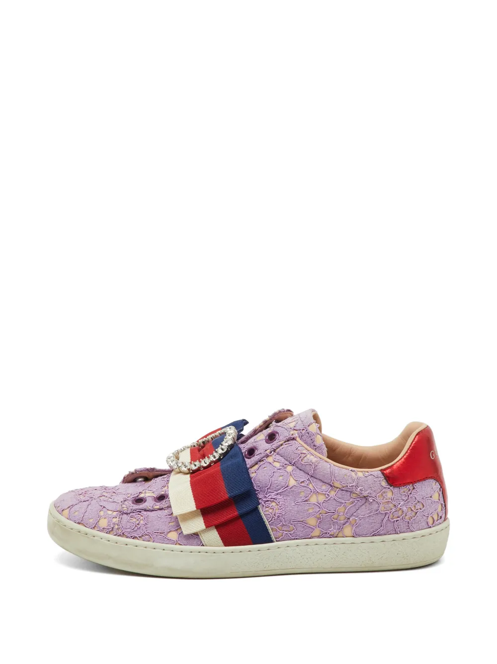 Gucci Pre-Owned Ace crystal-embellished lace sneakers - Violett