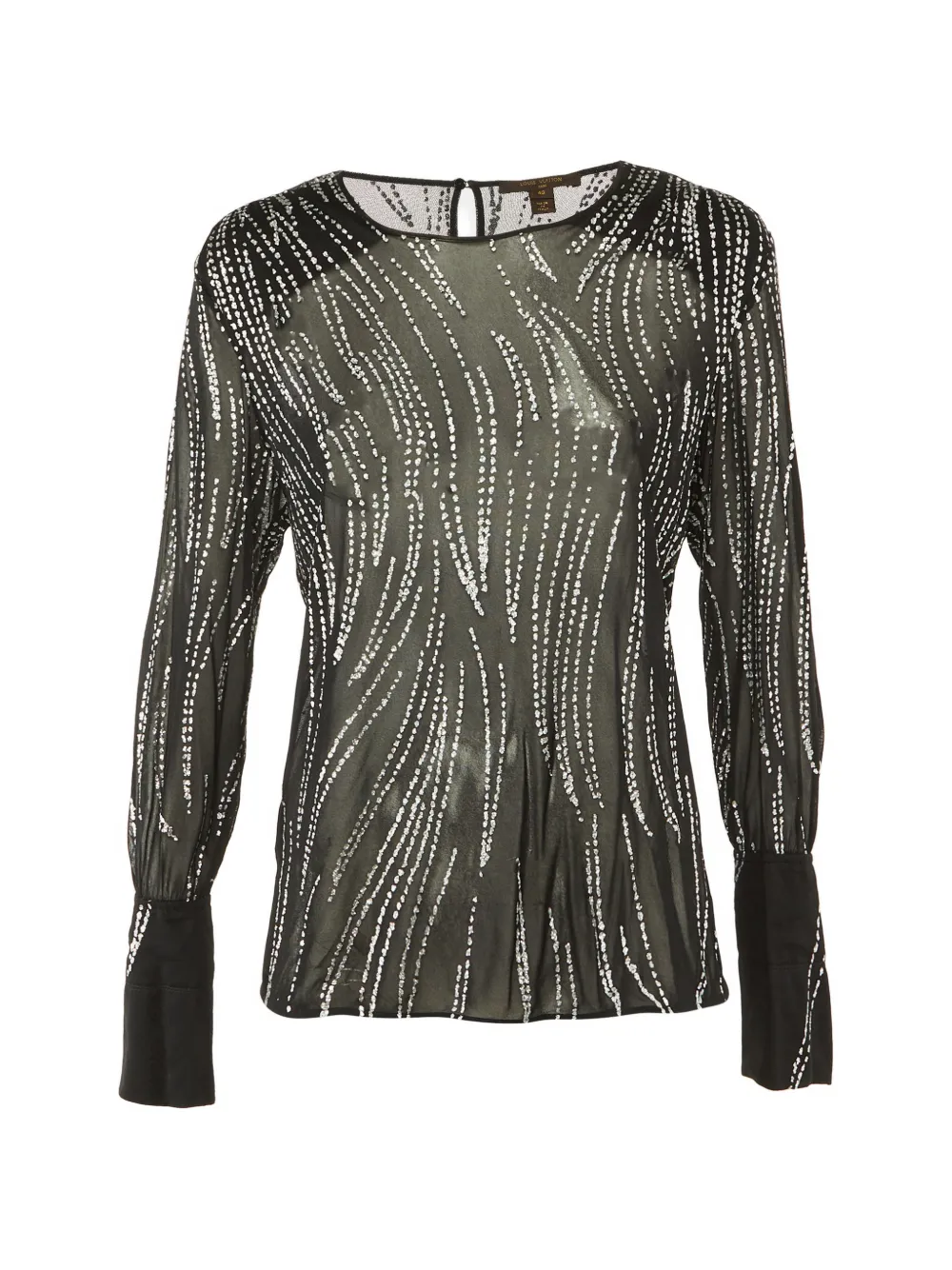 Pre-owned Louis Vuitton Glitter-print Sheer Top In Black