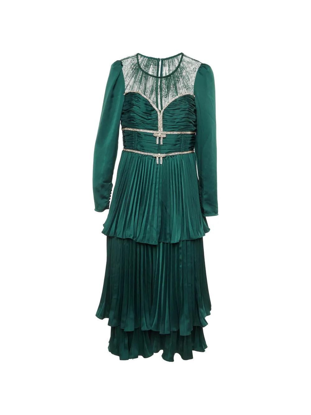 Self-Portrait crystal-embellished maxi dress - Verde