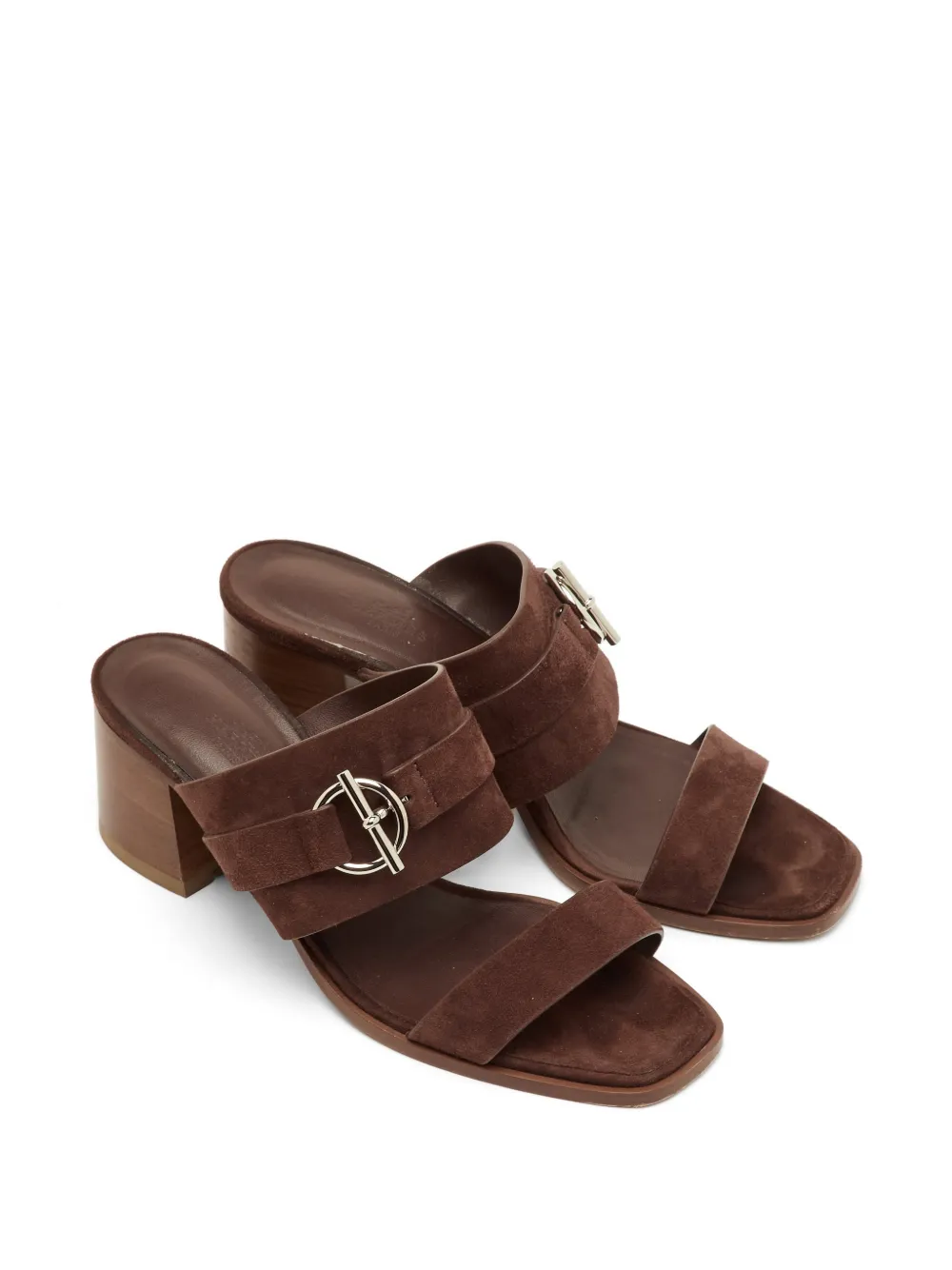 Hermès Pre-Owned Kute block-heel slide sandals - Braun