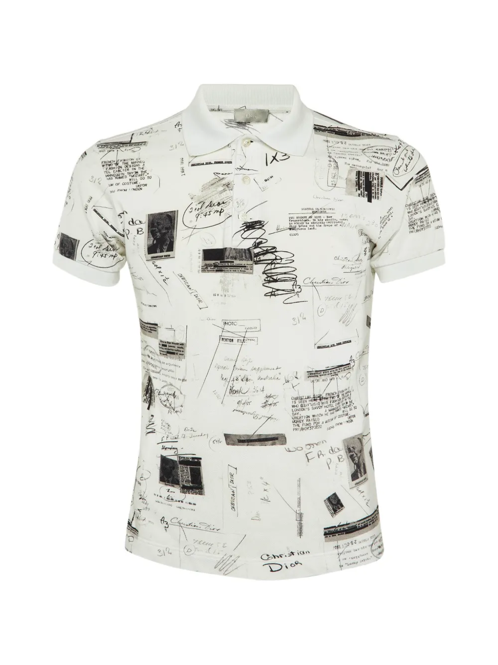 Pre-owned Dior Scrapbook-print Cotton Polo Shirt In Neutral