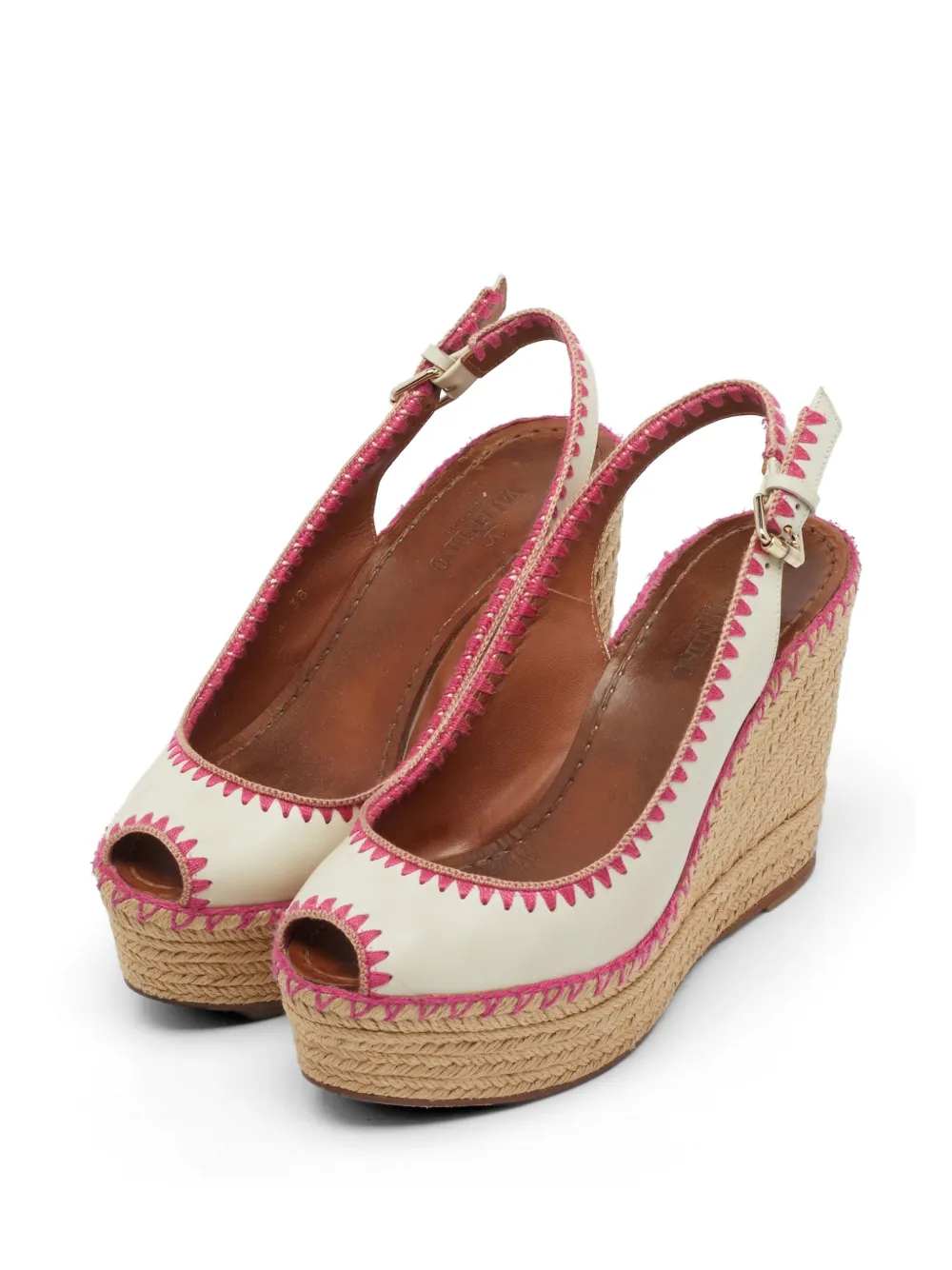 Pre-owned Valentino Garavani Slingback Espadrilles In White