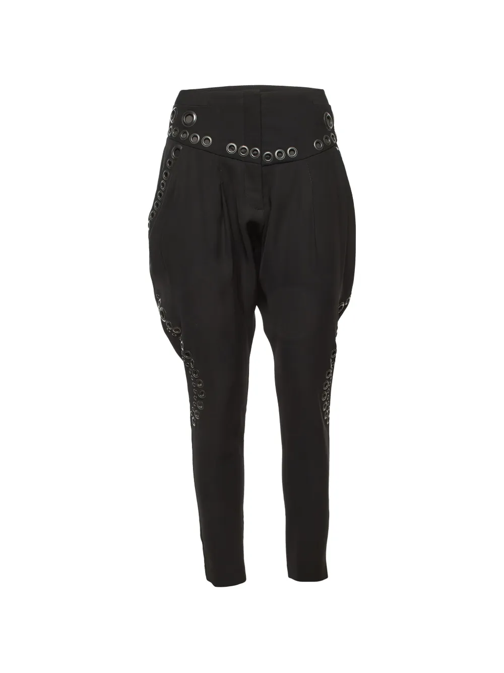 Pre-owned Givenchy Eyelet-embellished Crepe Trousers In Black