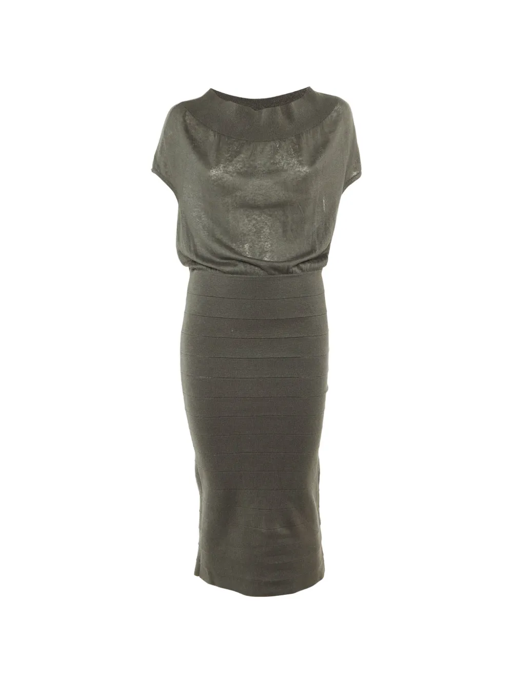 Stella McCartney Pre-Owned ribbed-knit short-sleeve midi dress - Verde