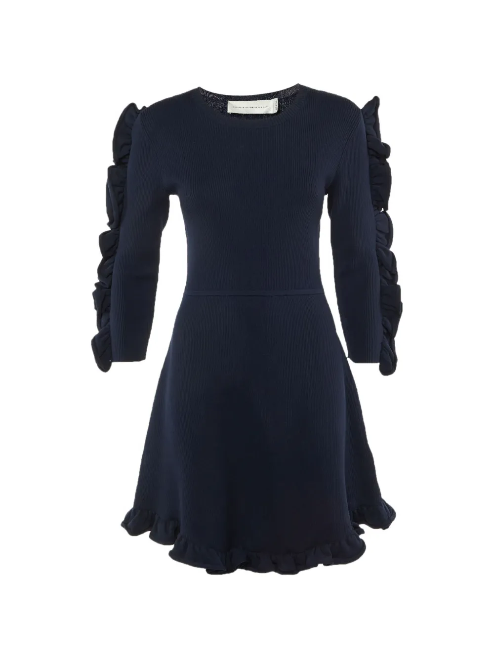Victoria Beckham frill-detail jersey mini dress - Blau