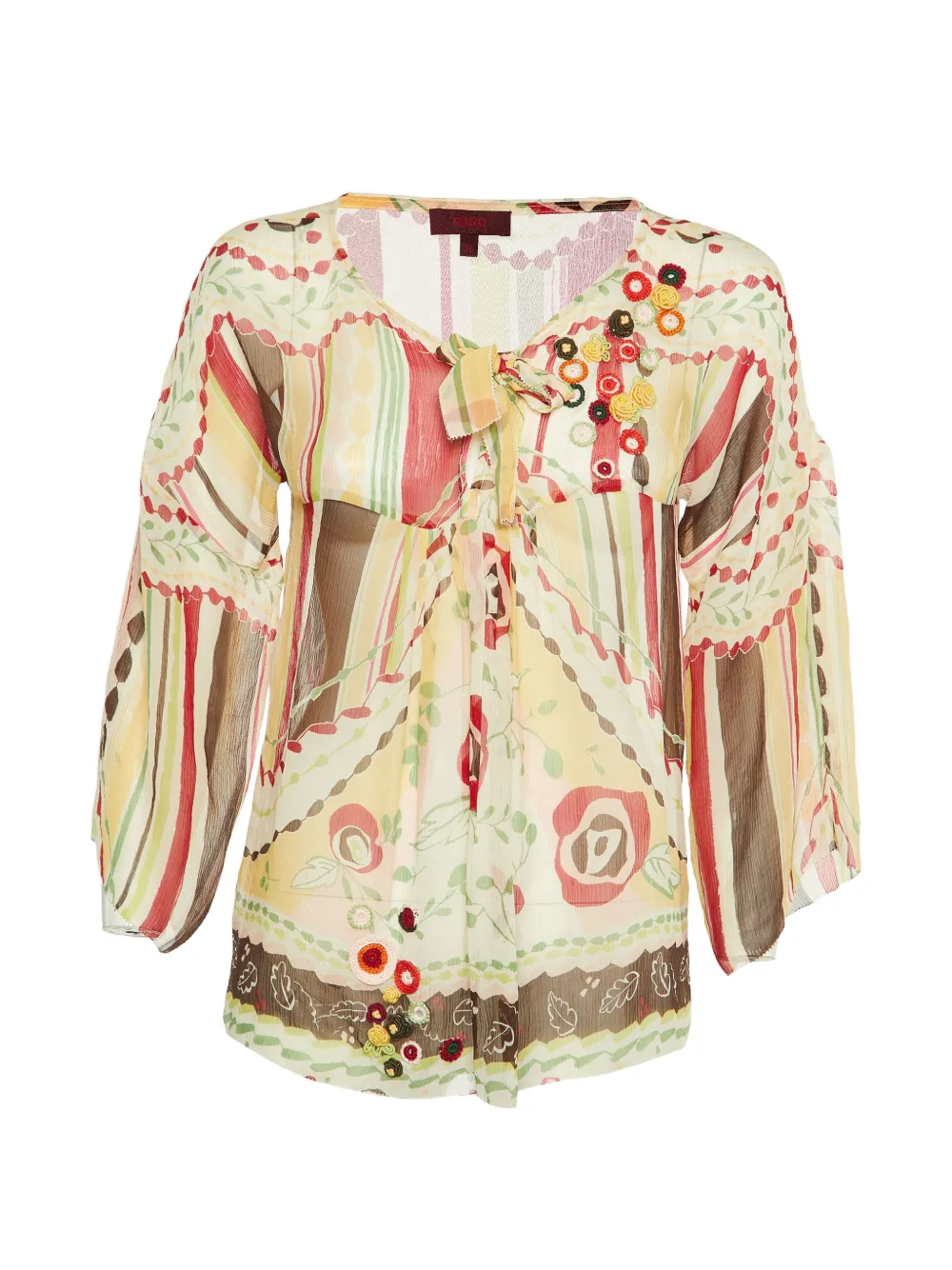 Kenzo Pre-Owned floral-print silk blouse - Toni neutri