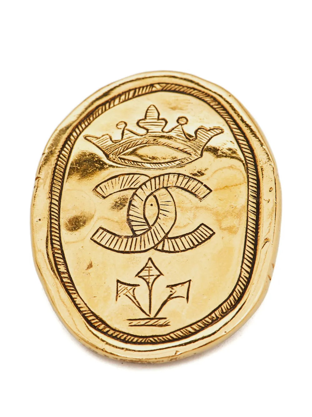CHANEL Pre-Owned CC crown brooch - Oro