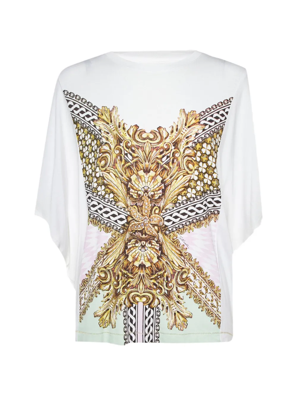 Just Cavalli Vintage t-shirt imprimé à manches chauve-souris - Blanc Just Cavalli Vintage t-shirt imprimé à manches chauve-souris - Blanc