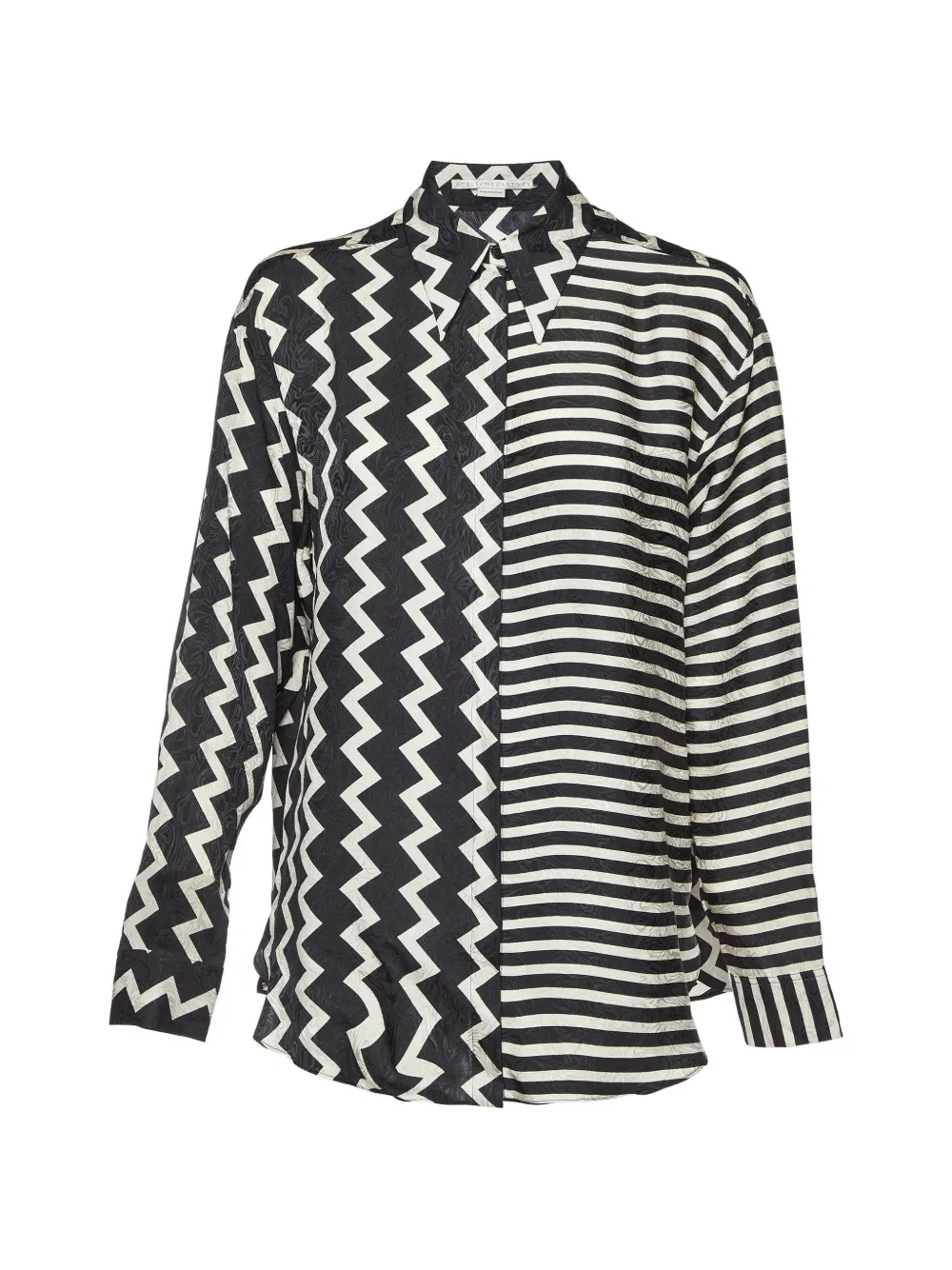 Stella McCartney Pre-Owned chevron and stripes-print long-sleeve silk shirt - Nero