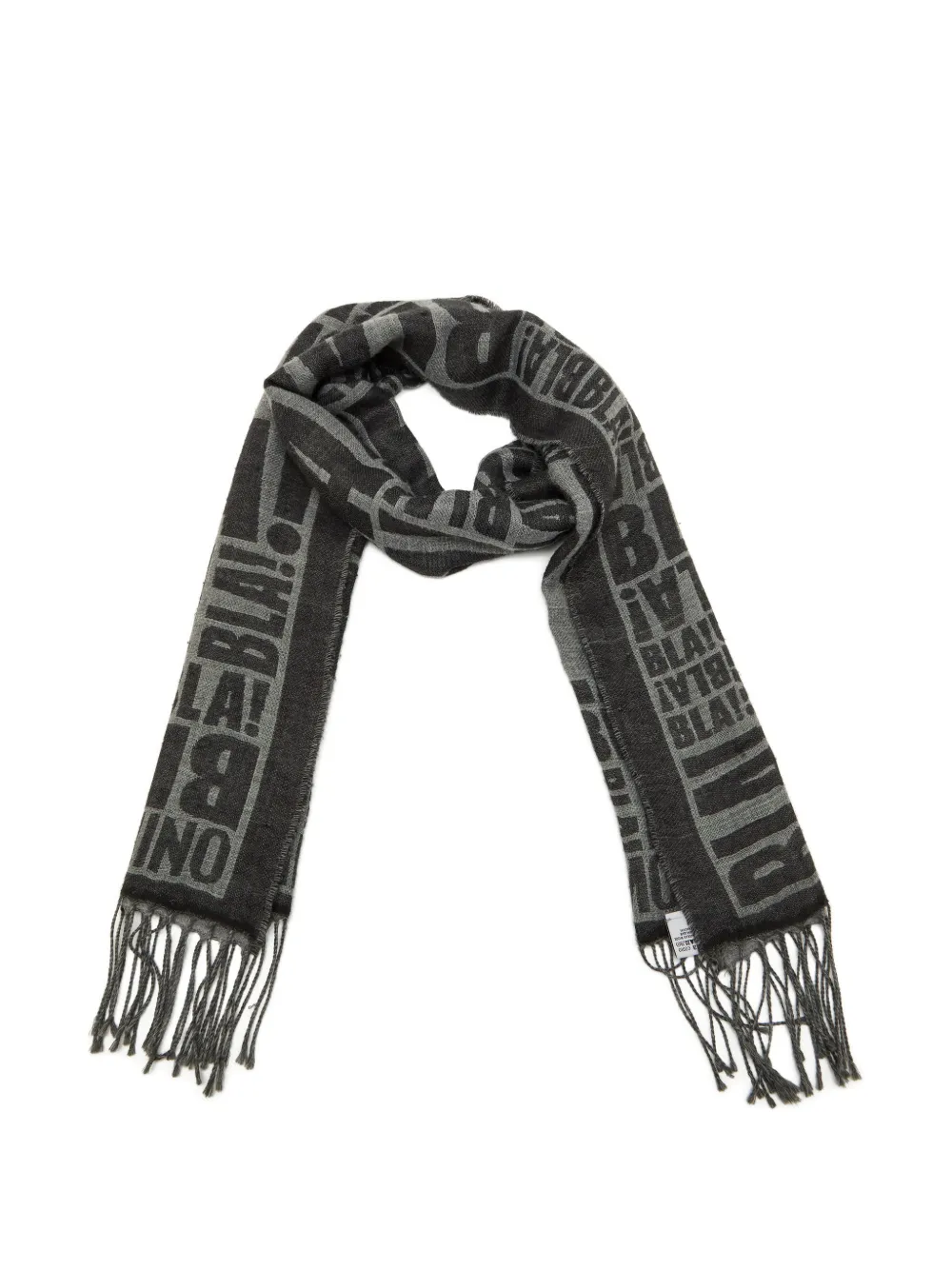 Moschino Pre-owned Bla Bla Fringed Scarf in Grey, view 2