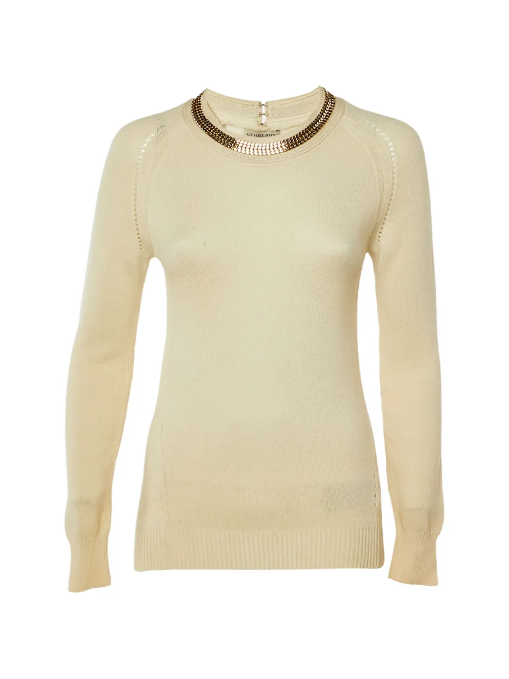 Pre-owned Burberry Embellished Collar Sweater In Neutral