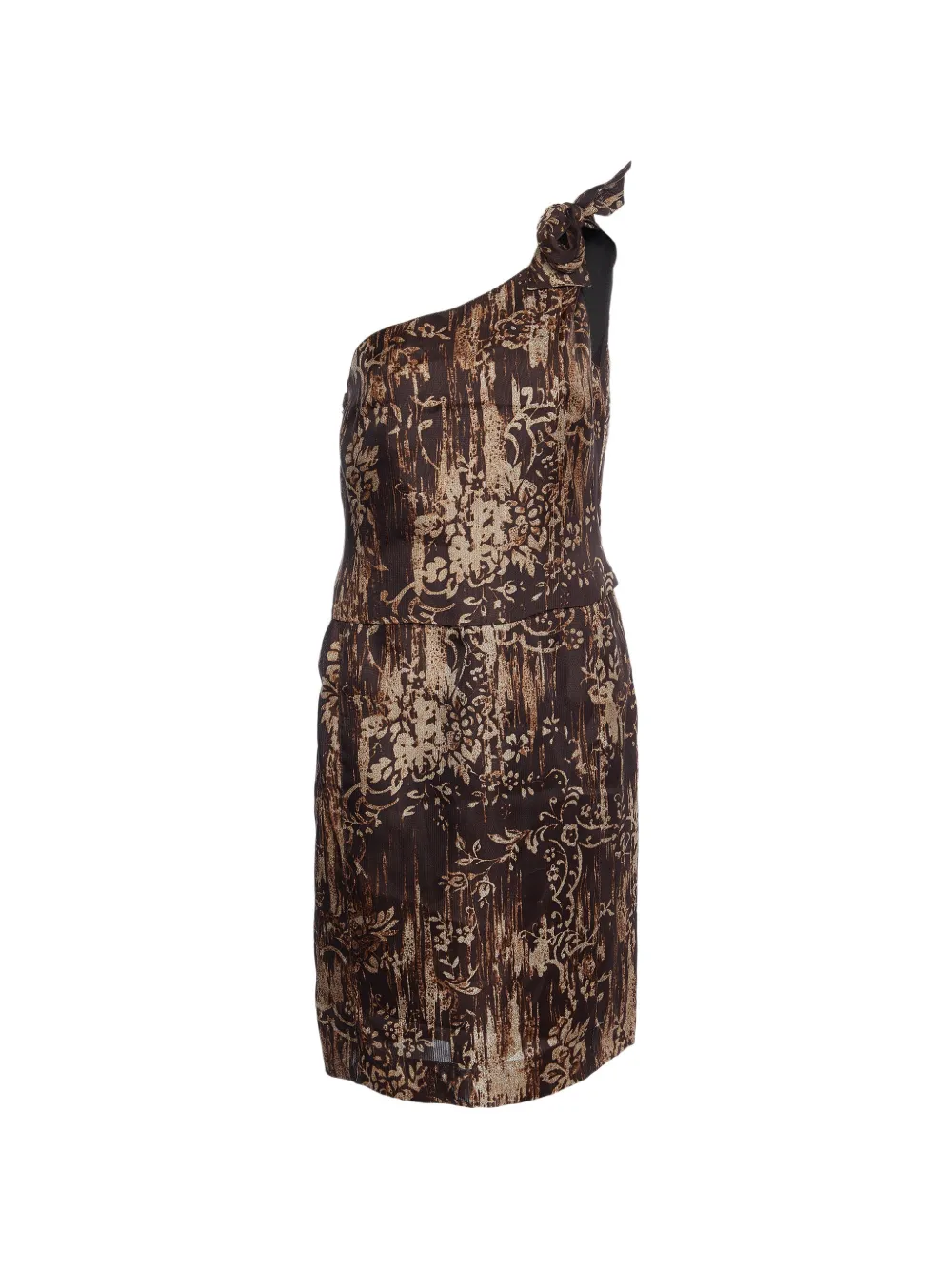 Oscar de la Renta Pre-Owned printed one-shoulder dress - Marrone