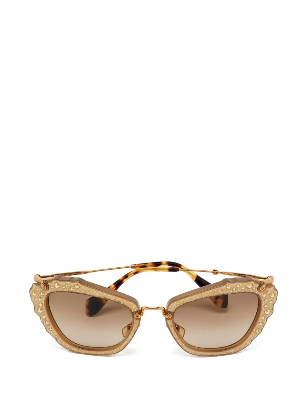Miu Miu Pre-Owned SMU 04Q embellished cat-eye sunglasses - Toni neutri