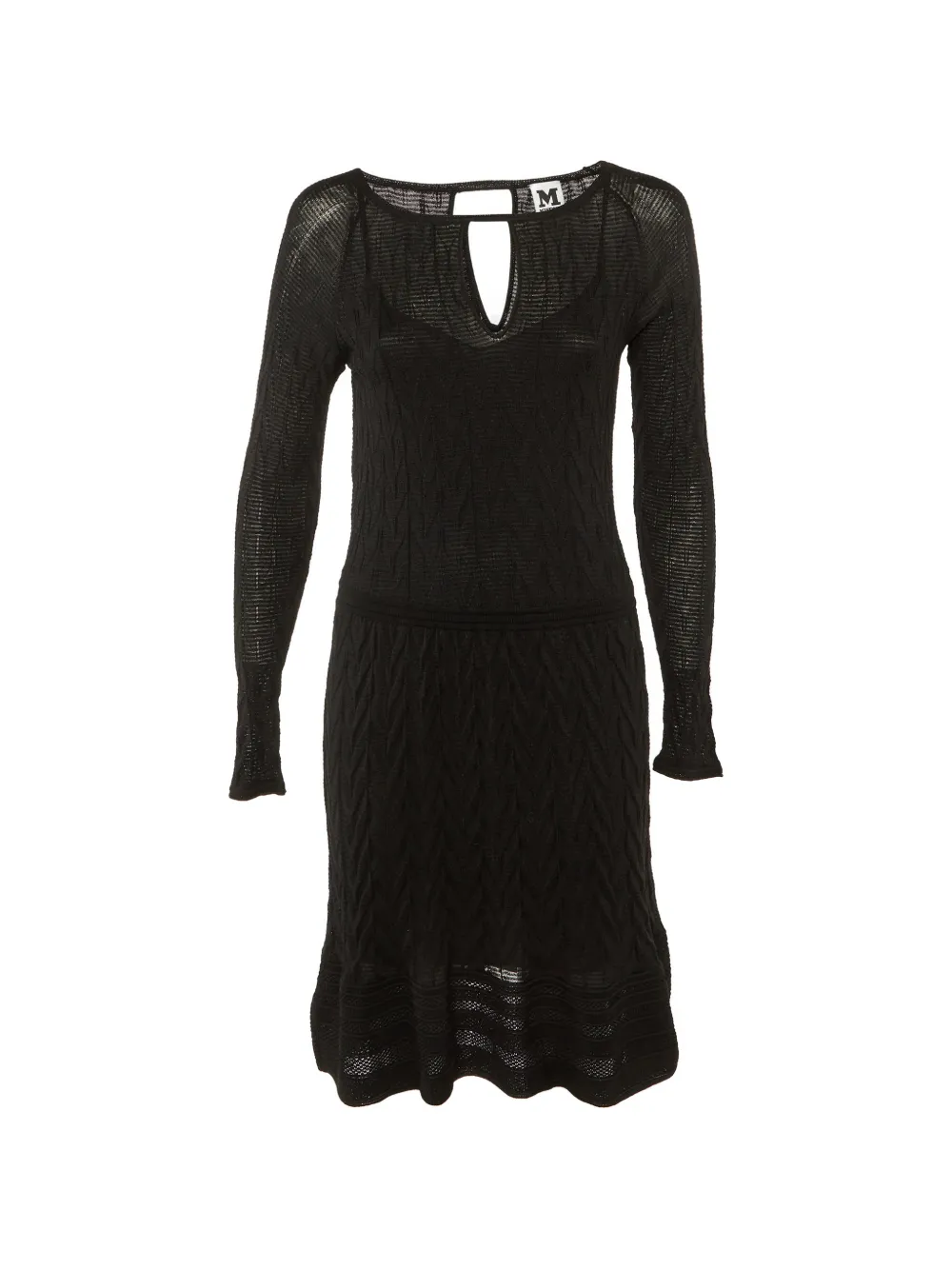 Missoni Pre-Owned long-sleeve textured-knit wool midi dress - Nero