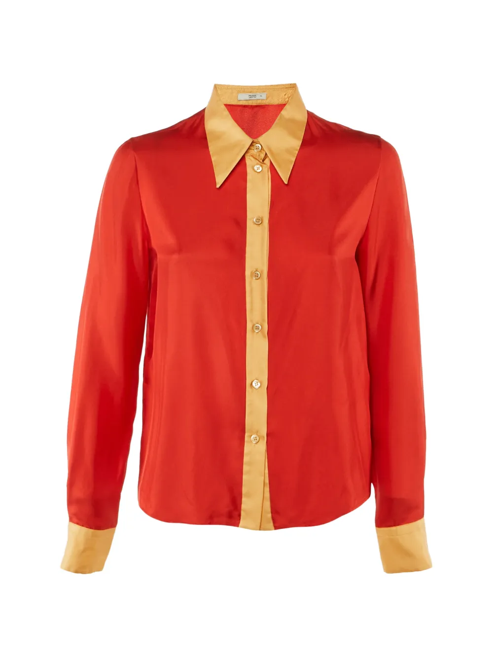 Prada Pre-Owned contrast-panel silk shirt - Rosso