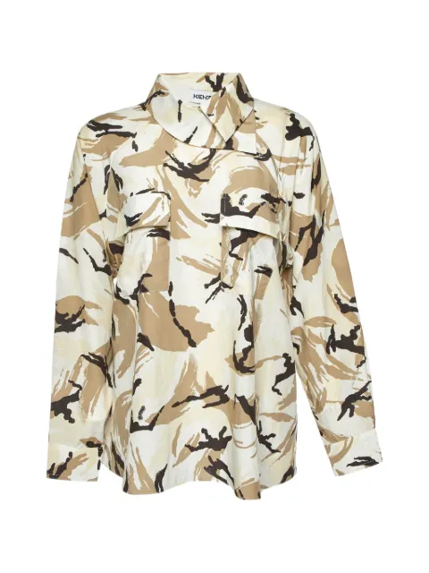 Kenzo Pre-Owned camouflage-print asymmetric shirt