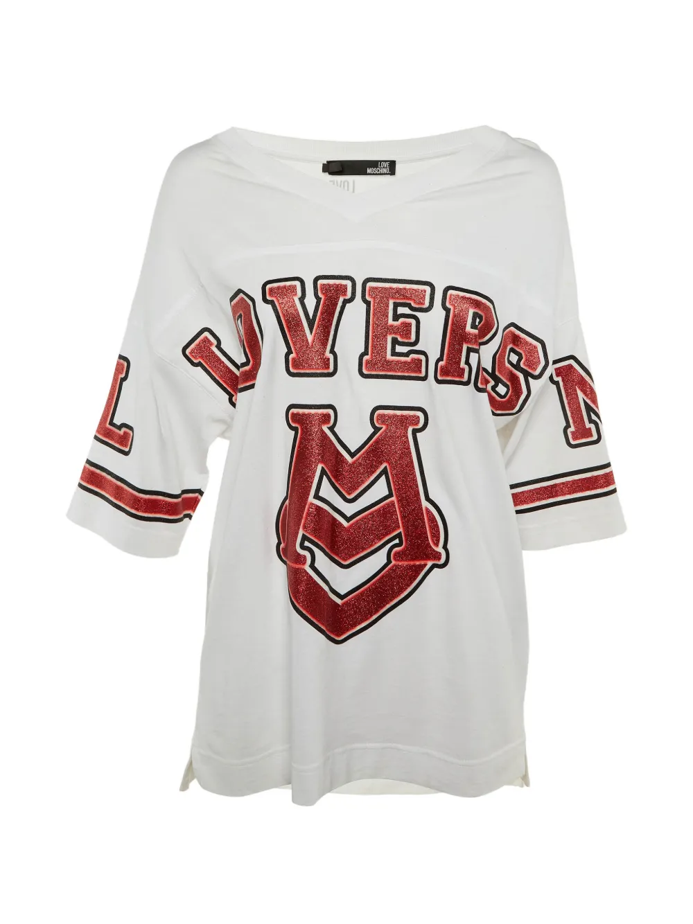 Love Moschino glitter-print oversized T-shirt - Bianco