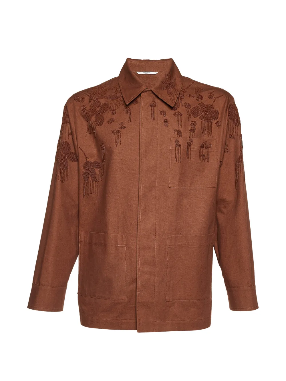 Valentino Garavani Pre-Owned bead-embellished shirt jacket - Marrone