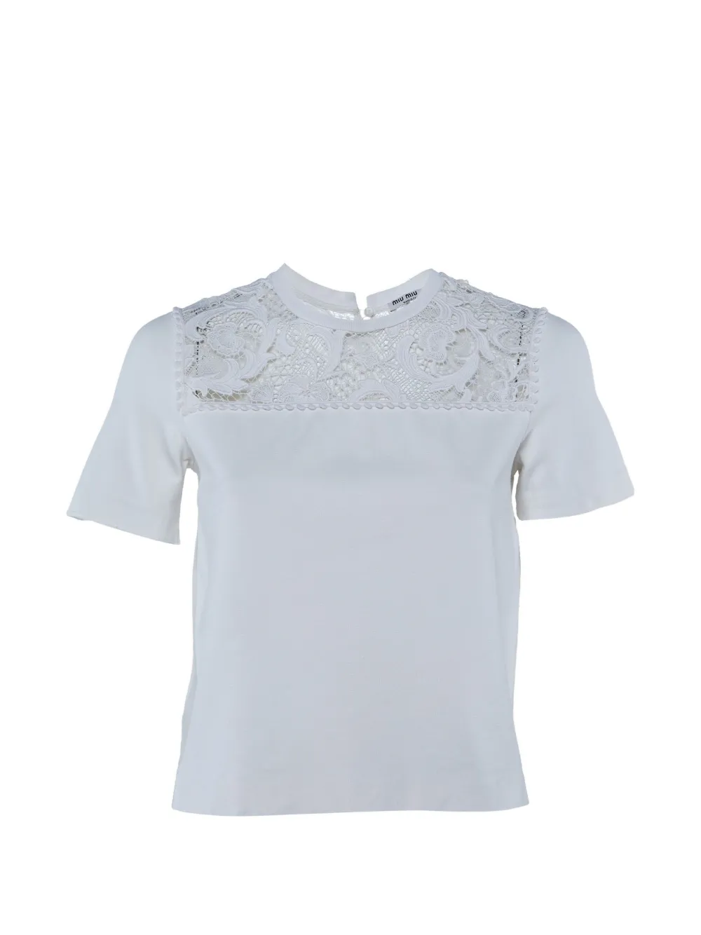Miu Miu Pre-Owned Top con inserti in pizzo - Bianco