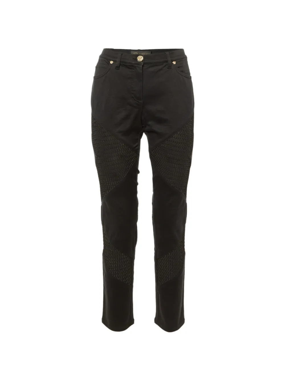 Versace Pre-Owned mesh-panelled slim-fit jeans - Nero