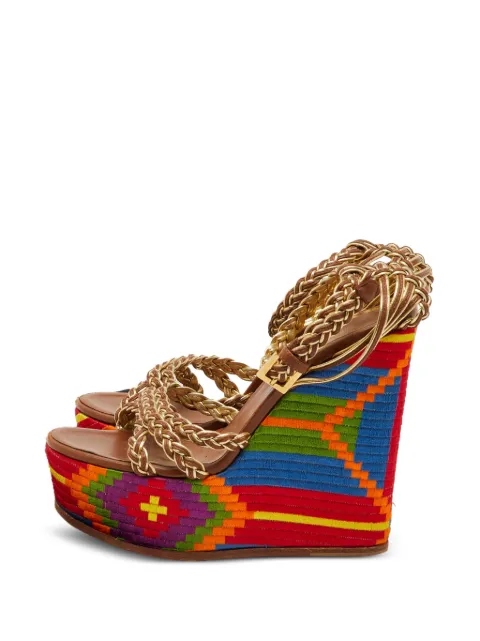 Roberto Cavalli Vintage braided leather heeled espadrilles