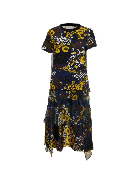 sacai floral-print skirt set