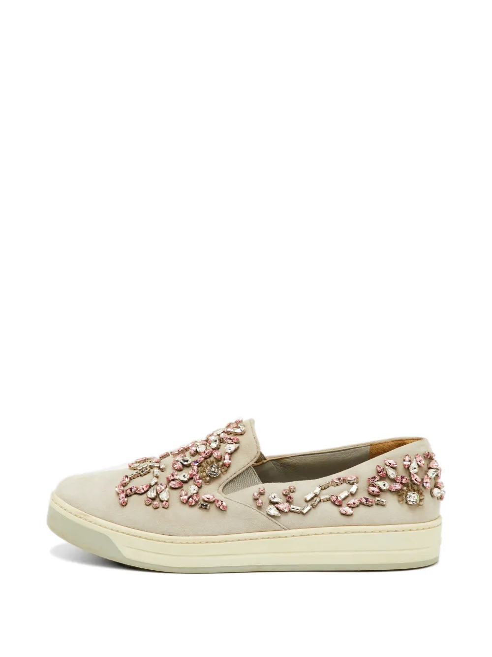 Prada Pre-Owned crystal-embellished slip-on sneakers - Grigio