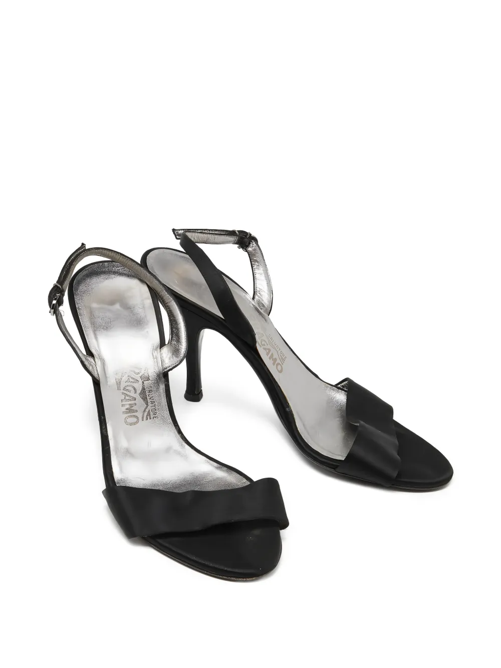 Ferragamo Pre-Owned ankle-strap satin sandals - Nero