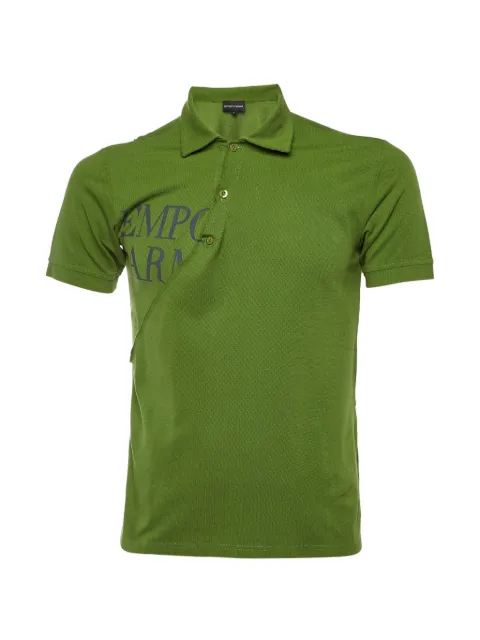 Emporio Armani Pre-Owned asymmetric-detail logo polo shirt