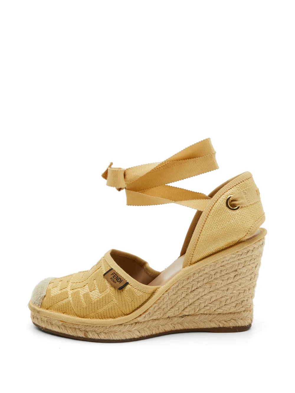Fendi Pre-Owned Zucca raffia heeled espadrilles - Gelb