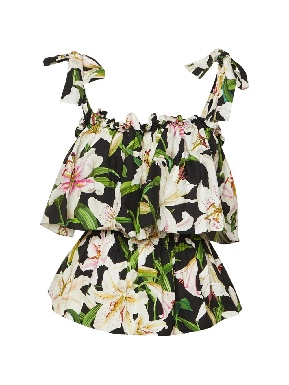 Dolce & Gabbana Pre-Owned floral-print ruffle-detail blouse - Nero