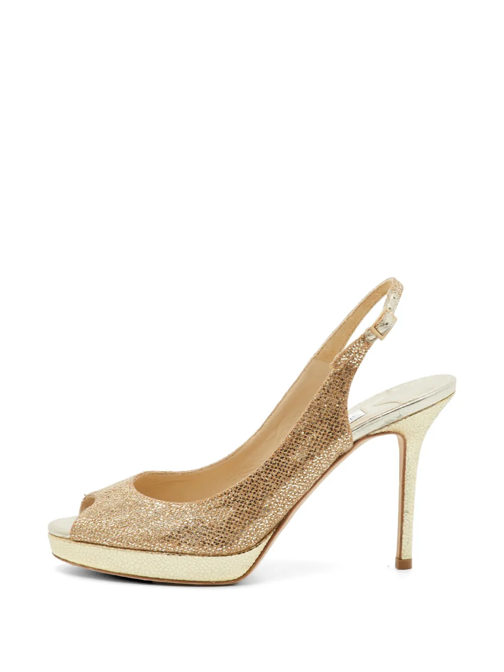 Jimmy Choo Pre-Owned glitter peep-toe sandals - Gold
