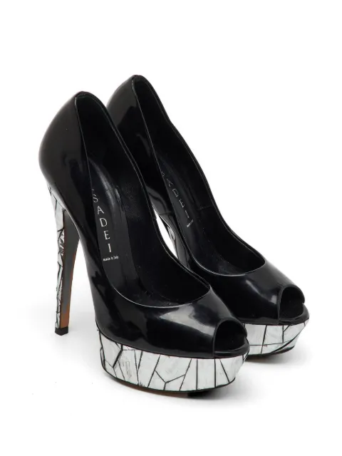 Casadei Vintage patent leather peep-toe pumps