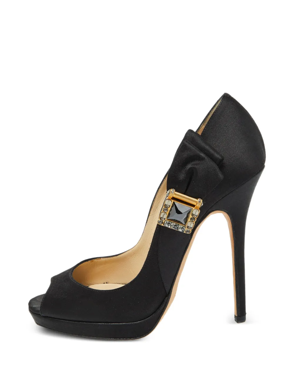 Jimmy Choo Pre-Owned bow-detail peep-toe pumps - Nero