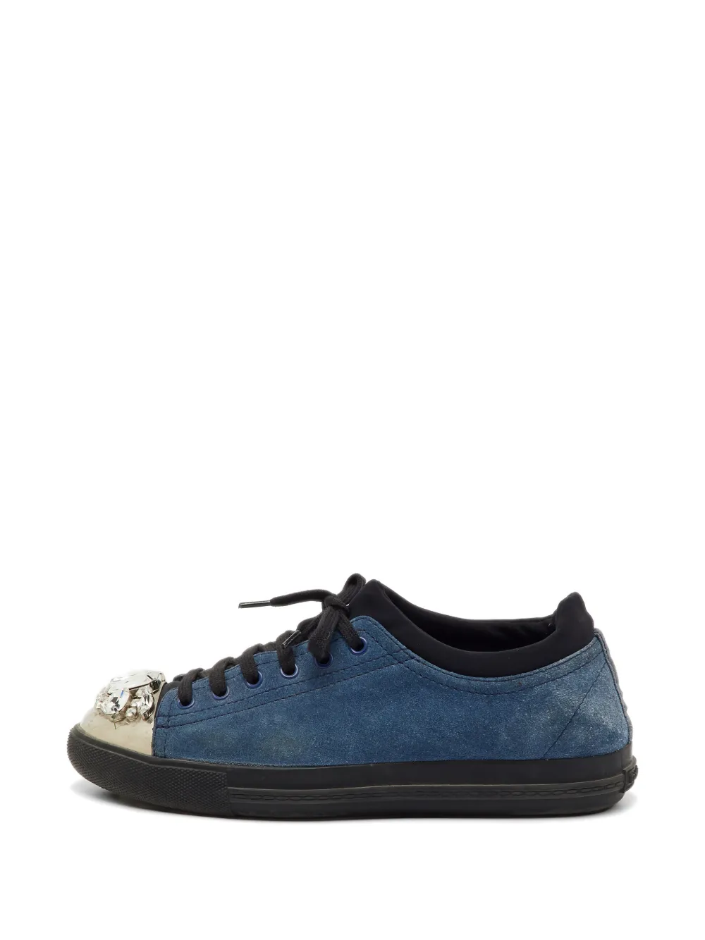 Miu Miu Pre-Owned crystal-embellished cap-toe sneakers - Blau