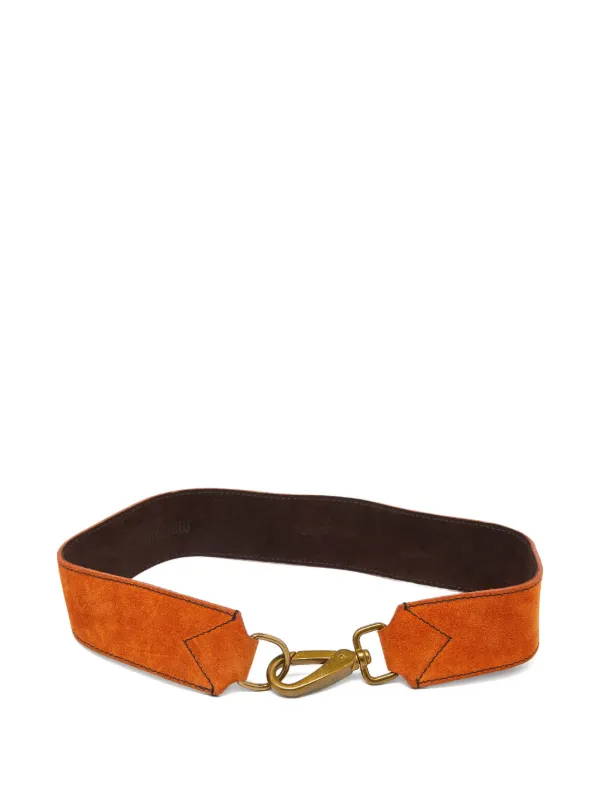 Miu Miu Pre-owned Clasp Suede Belt in Orange