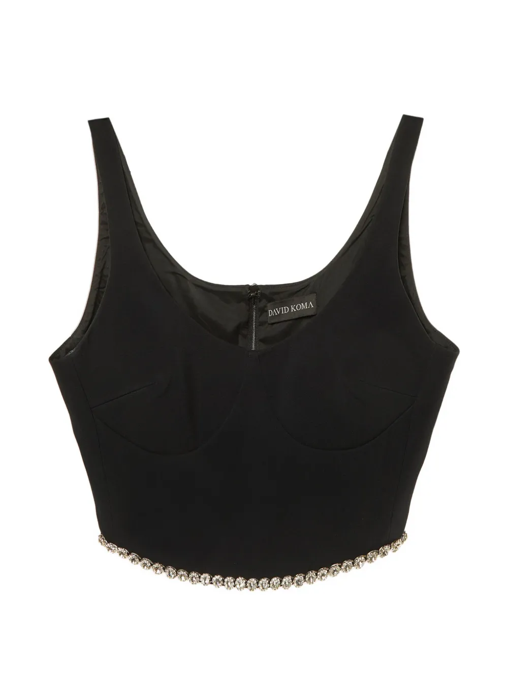 David Koma crystal-embellished cropped top - Nero