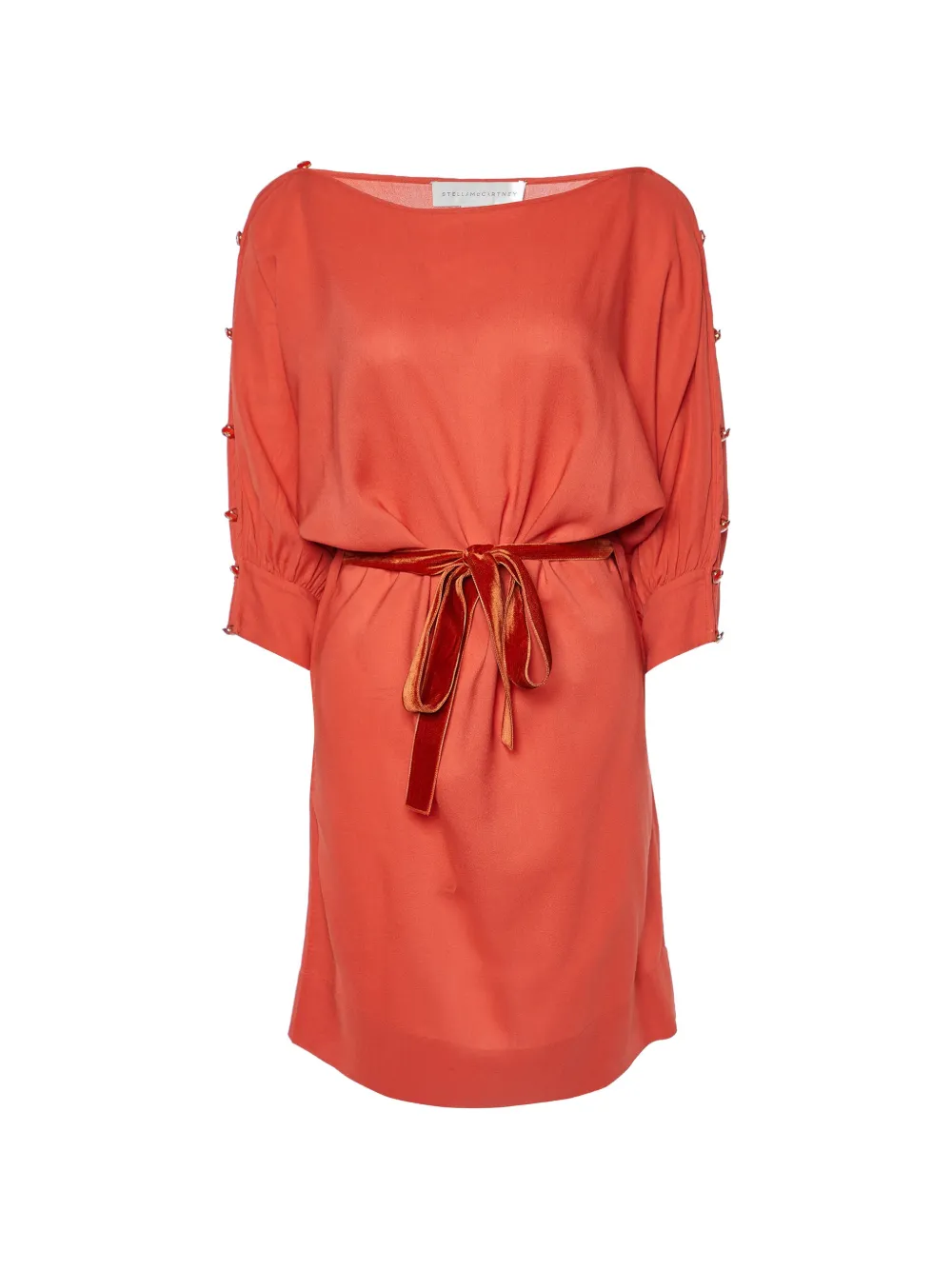 Stella McCartney Pre-Owned buttoned-sleeve belted mini dress - Orange