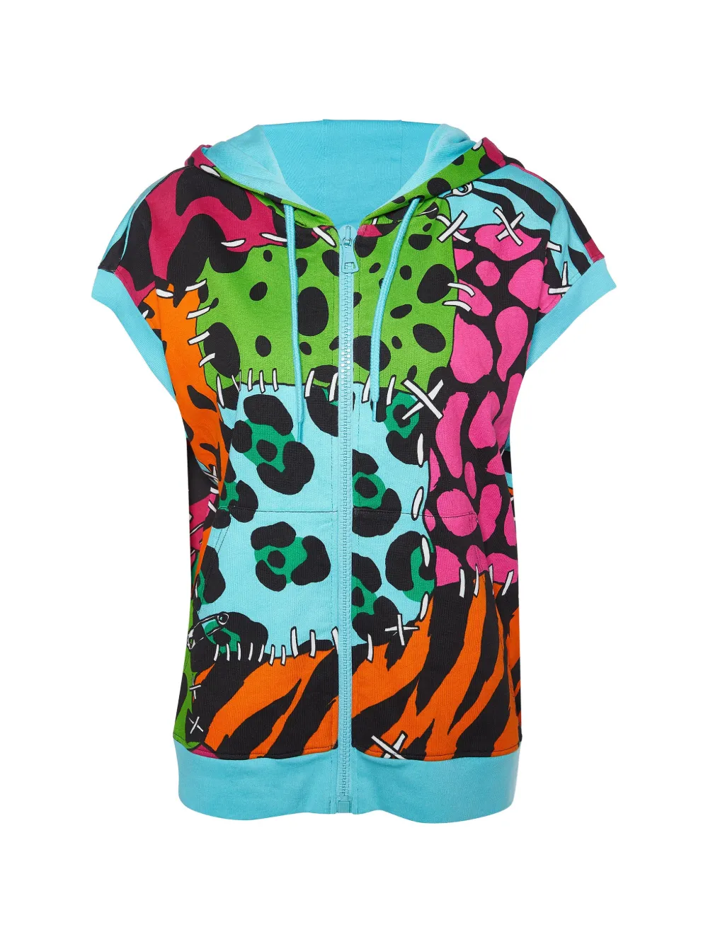 Pre-owned Moschino Printed Sleeveless Hoodie In Blue