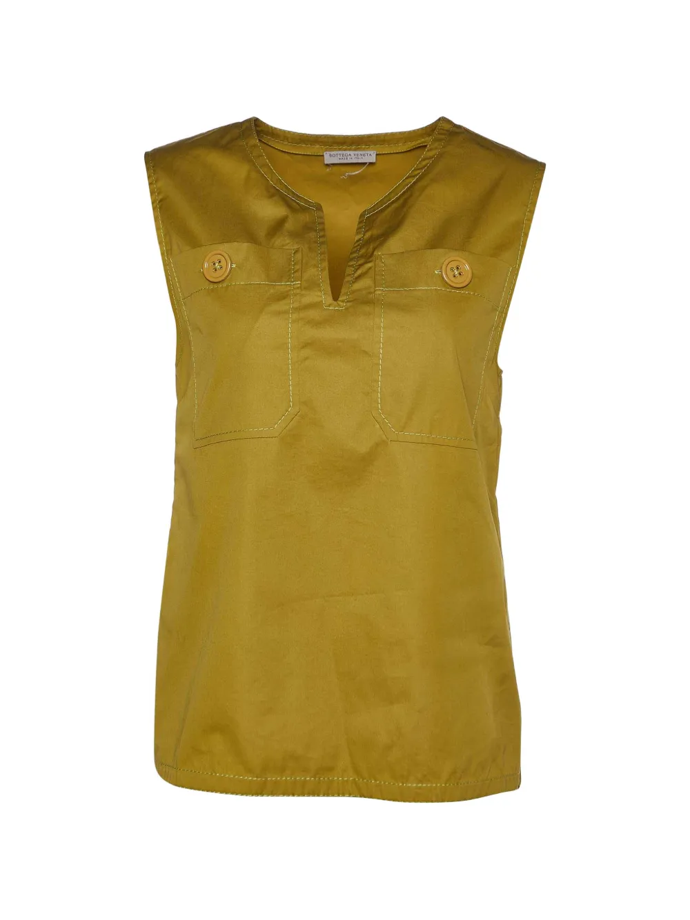 Bottega Veneta Pre-Owned sleeveless chest-pockets cotton blouse - Verde
