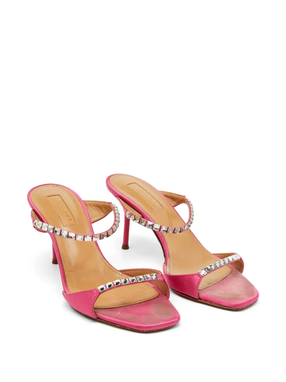 Aquazzura crystal-embellished satin sandals - Rosa