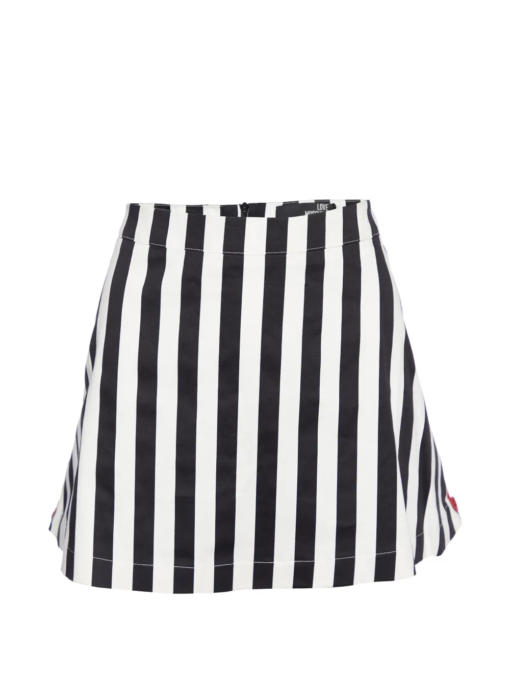 Love Moschino striped zip-detail A-line mini skirt - Bianco