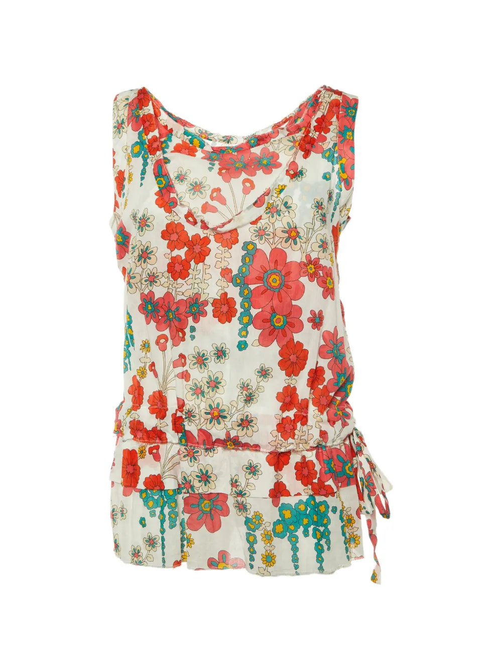 Marni Pre-Owned floral-print peplum top - Bianco