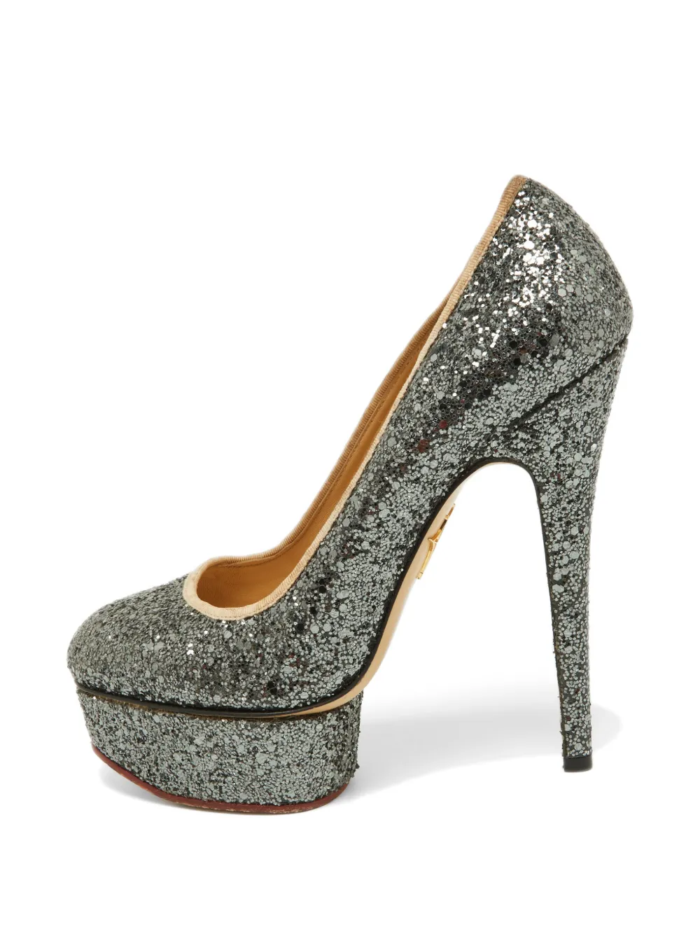 Charlotte Olympia Dolly glittered platform pumps - Grigio
