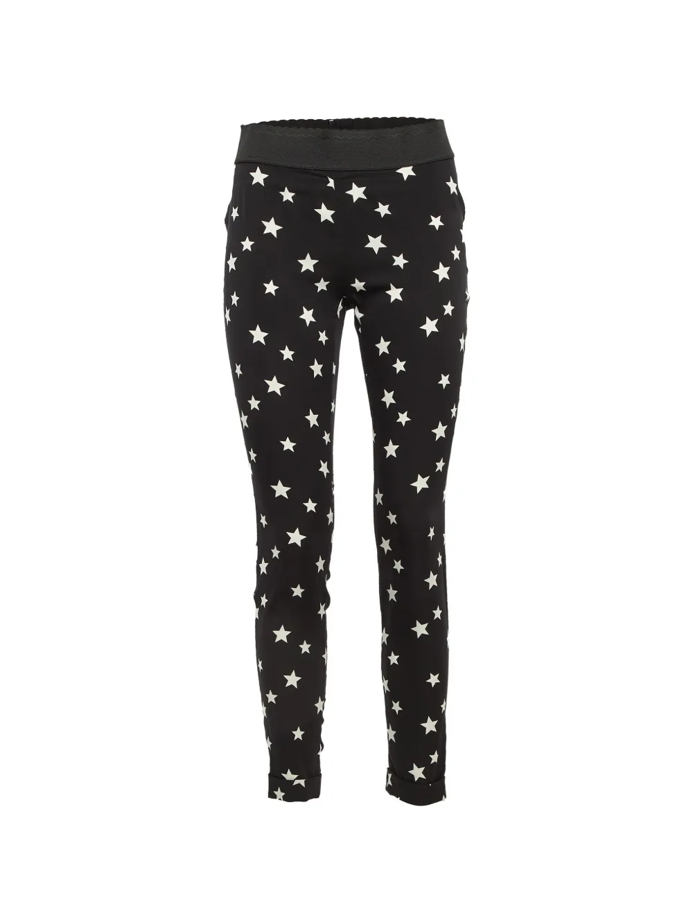 Pre-owned Dolce & Gabbana Star-print Stretch Silk Trousers In Black
