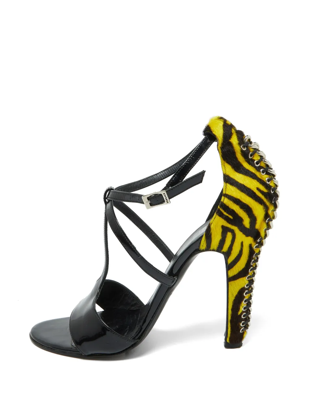 Versace Pre-Owned animal-print chain-detail sandals - Schwarz