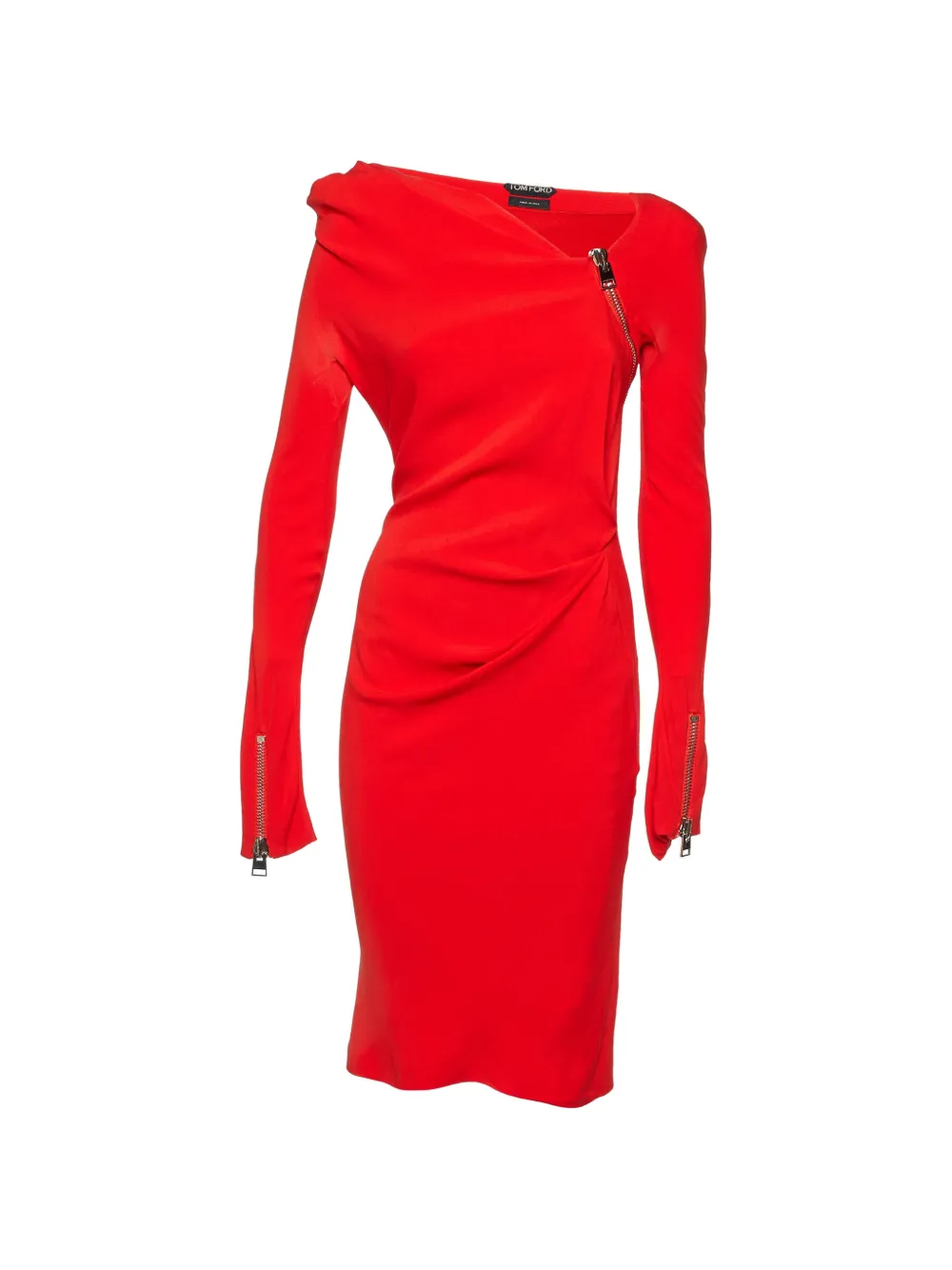 Tom Ford Vintage draped zip-detail short dress - Rosso