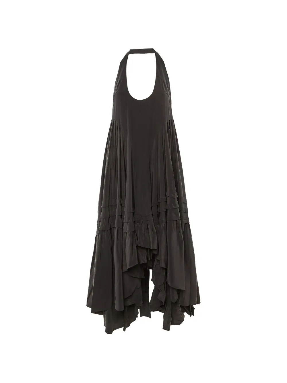Pre-owned Fendi 2008 Halter Neck Asymmetric Dress In Gray