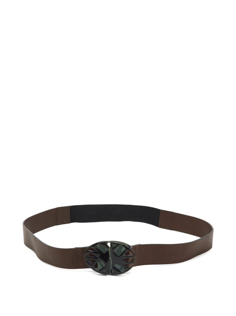 Marni Pre-Owned geometric-buckle leather belt - Marrone