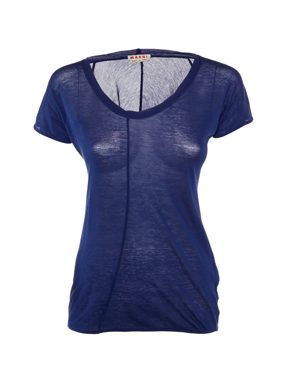 Marni Pre-Owned cotton knit deep-neck T-Shirt - Blu